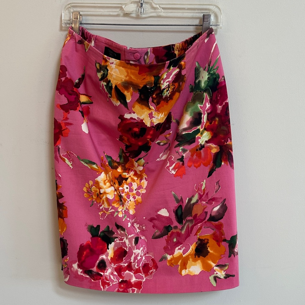 Talbots Pink Floral Pencil Skirt